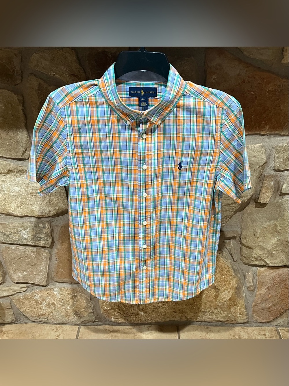 Ralph Lauren Plaid Button Down Shirt Boy’s 14/16 Pony Logo S/S